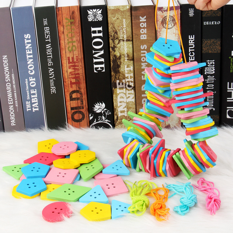 Kindergarten Children's children practice string of beads toy male girl baby button Girl Wearing Rope Threading Coincidentally Jigsaw Puzzle