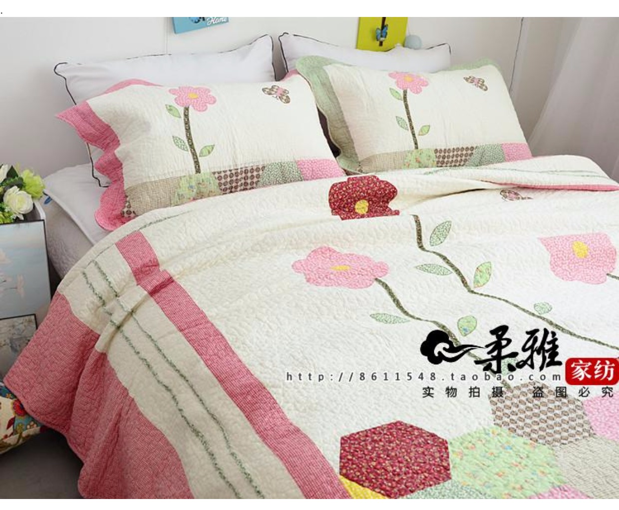 Applique giường vườn bao gồm bông bông gia đình chăn bốn ba mảnh áp dụng tấm bông khăn trải giường pad là - Trải giường các mẫu ga trải giường đẹp