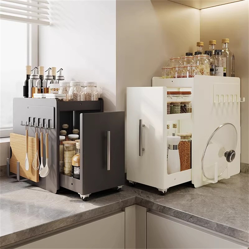 Kitchen Spice Rack Countertop Pull-Out Multi-Layer Dust-Proof Storage Box Multi-Functional Oil, Salt, Sauce, and Vinegar Seasoning Storage Rack