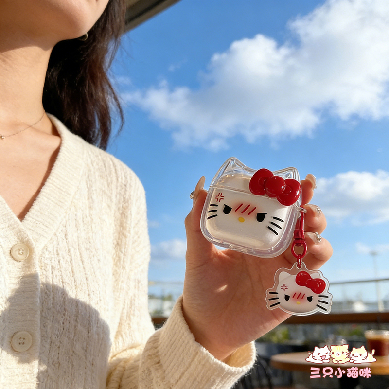 Angry Hello Kitty Suitable for Apple Earphone Case Airpodspro2 Protective Cover Airpods4 Bluetooth Box Hellokitty Cute Pro Second Generation Airpods4 Generation Airpod3 Four Cartoon
