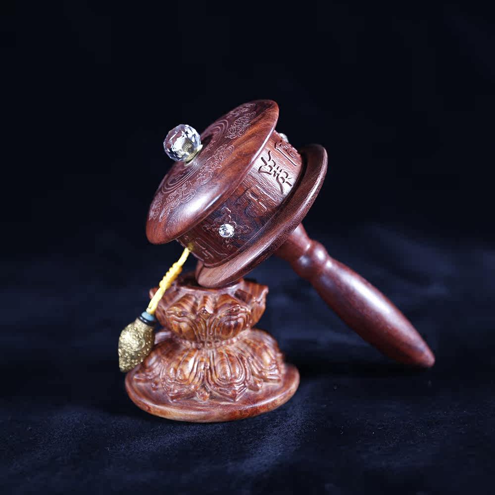 (Round Ming Tianyun) Blood Honolulu 100 million Guanyin Heart Cursive Miniature Negatives Shake turns via wheel cylinder Base for another