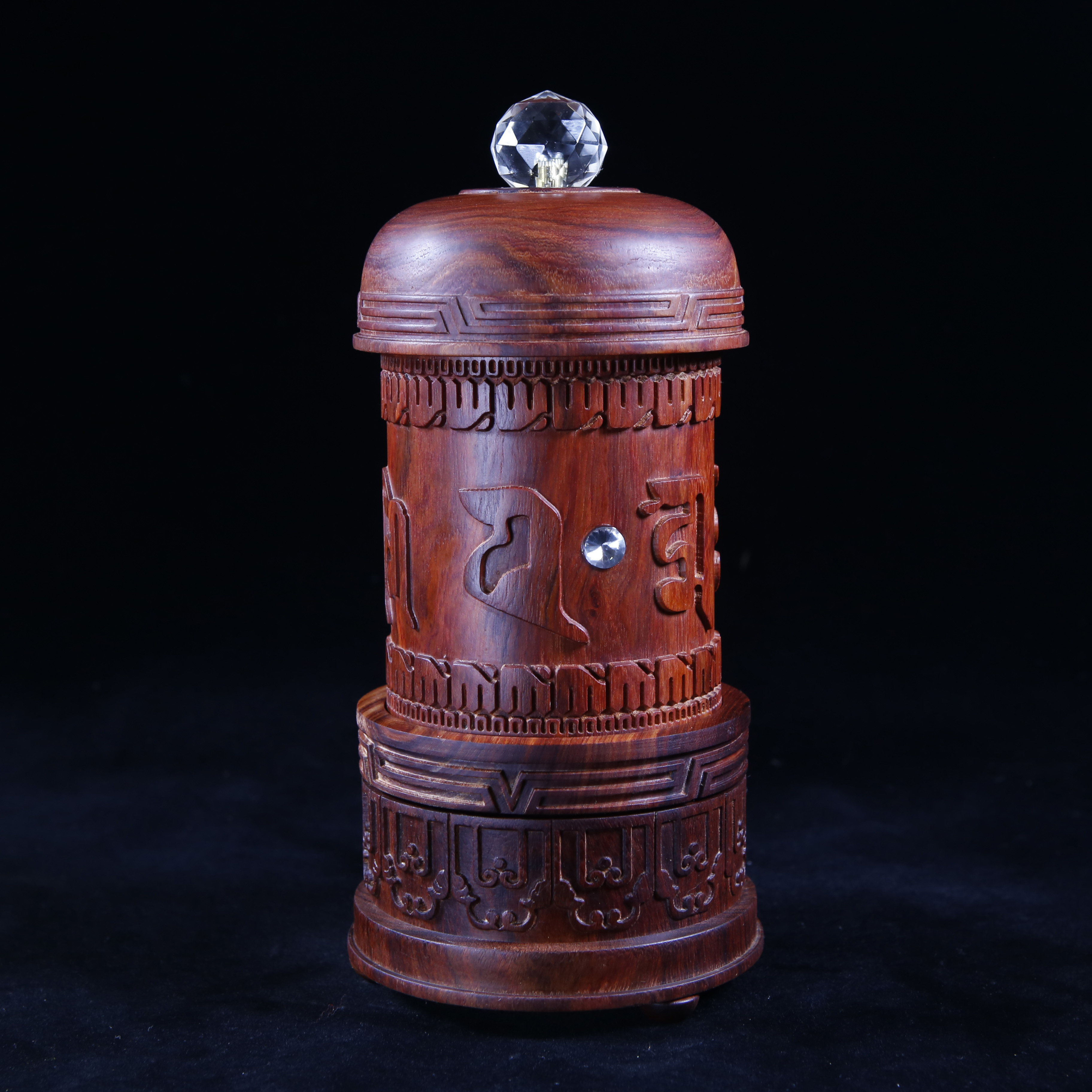 (Yuan Mingyun) Red sandalwood 1.5 billion guanyinxinzhou microfilm electric prayer wheel