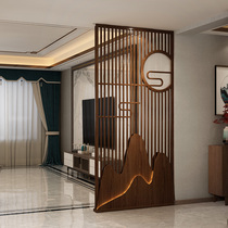New Chinese solid wood screen partition Xuanguan Living room separating seat screen entry shielded hollowed-out screen lamp with small family type