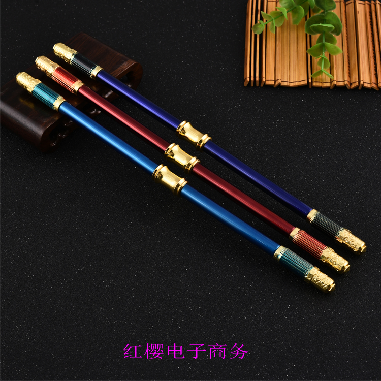 Wang's perimeter to Zumbao Hell Fire Qi Tiangreat Sacred Monkey King Golden Hoop Rod 30cm telescopic alloy weapon