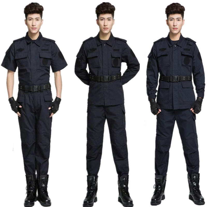 Summer Security Clothing Training Clothing Short-Sleeved Long-Sleeved Navy Black Mesh Cloth Men's and Women's Training Clothing Set Plus Fat