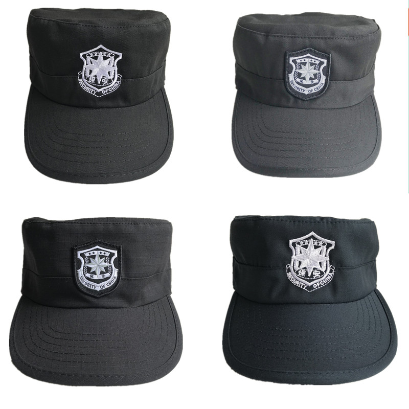 Security Hat Spring Autumn Men And Women's New Mesh For Training Hat Property Gatekeeper Hotel Twill Black Duck Tongue Cap