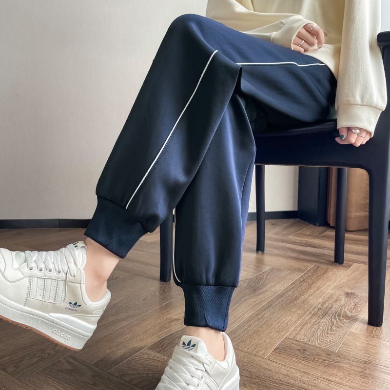 School Uniform Pants, Navy Blue with One Stripe, Jogger-Style Sports Pants for Early Spring and Autumn, Suitable for Primary and Middle School Students, Children, and Older Kids, Blue School Pants