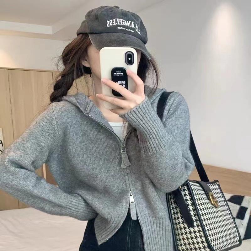 New Double-Zip Hooded Wool Sweater, Knitted Cardigan for Women, High-End Cashmere Hooded Sweater Jacket, Sweatshirt New Double-Zip Hooded Wool Sweater, Knitted Cardigan for Women, High-End Cashmere Hooded Sweater Jacket, Sweatshirt