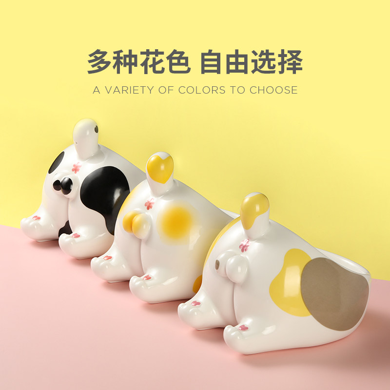 New Mesh Red Ceramic Cat Bowl Butt Egg Bowl For Young Cat Dog Food Basin Large Capacity Pitched Mouth Care And Neck Bowl Creativity 