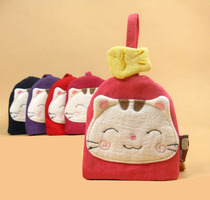 Korean Version Beauty Alla Cat Brief Cute Cartoon Lady Cat Cat and cat Key Pack Rope Lock Spoon Bag