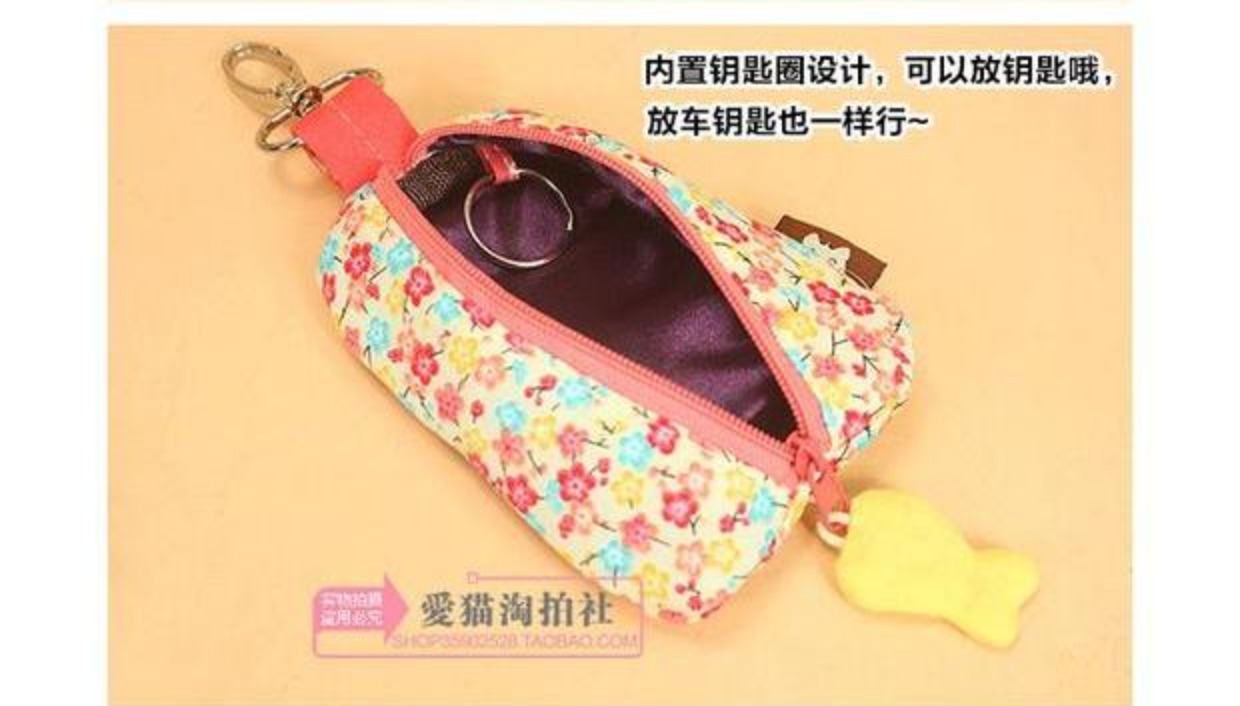 Dễ thương công suất lớn siêu dễ thương động vật túi chìa khóa nữ túi khóa kéo túi khóa vải túi túi ví móc khóa đẹp