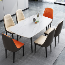 Slate dining table 1 2 meters combined round square table can be solid wood modern Nordic marble dining table for 6 people telescopic folding