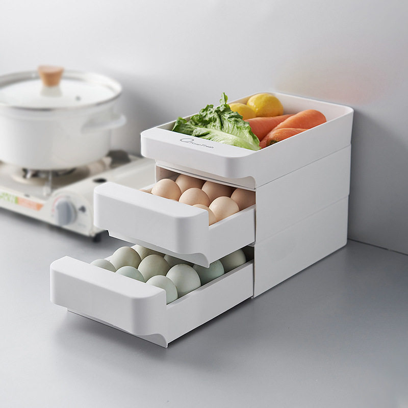 Drawer-type multilayer egg box kitchen household conditioning plastic box refrigerator can be superimposed and finished