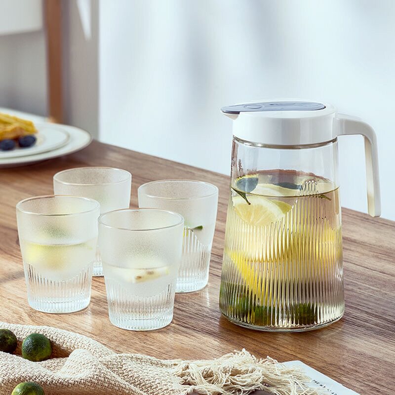 Large capacity cold water bottle glass cold white water bottle home kitchen cold water bottle glass pot drink pot set