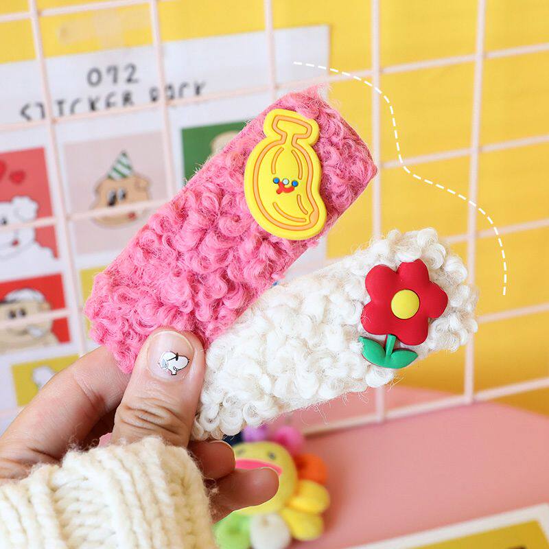 Wool Over Sea Hair Clip Ins Sweet Metedi Rolls Plush Nets Red Teenage Girl Head Accessories Sensual Side Clips BB Clips