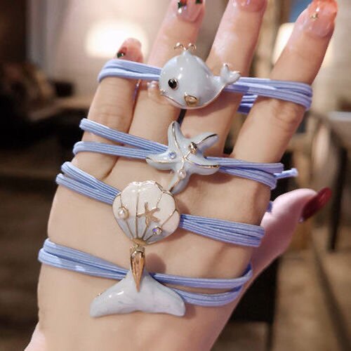 South Korea Cute Little Whale Hair Ring Freshens Net Red Girl Hair Circles Tie Hair Tie Hair Rope Rubber Band Leather Cover Headwear