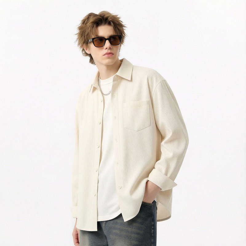 Black Japanese Retro Corduroy Shirt Men's Large Size Loose Spring and Autumn Turn-Down Collar Long-Sleeve Shirt Jacket Trendy Black Japanese Retro Corduroy Shirt Men's Large Size Loose Spring and Autumn Turn-Down Collar Long-Sleeve Shirt Jacket Trendy