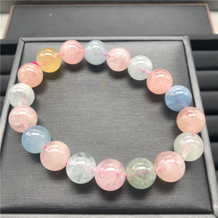 Warm color natural Morganite lap bracelet female Beryl crystal bracelet hand string fresh color good