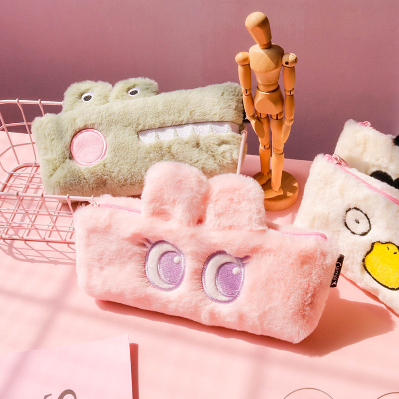 Y-axis Mai Meng family plush pencil bag cute cute bag ins creative large-capacity stationery storage bag pencil bag