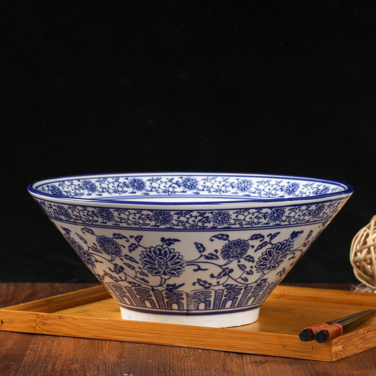 Blue and white ceramic trumpet bowl hotel large bowl soup bowl tableware large soup noodle bowl boiled fish sauerkraut fish bowl
