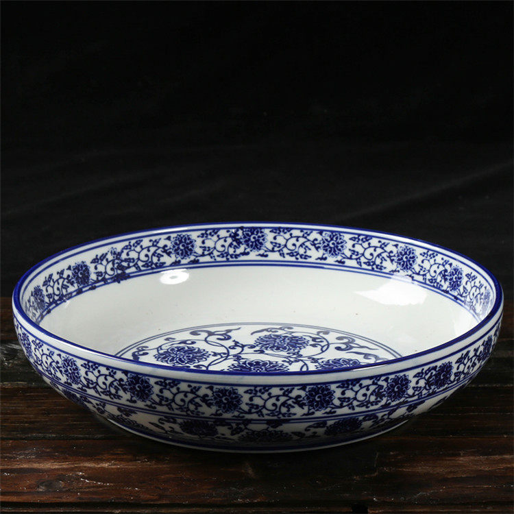 Blue and white porcelain bowl ceramic large Bowl shallow bowl boiled fish bowl fish head bubble cake bowl chopped pepper fish head soup bowl and basin