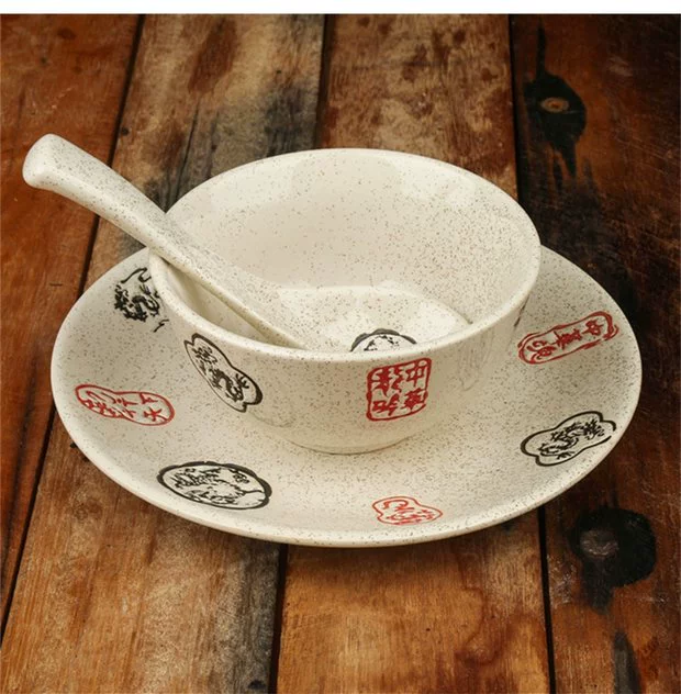 Trung Quốc cổ khách sạn với bàn trang trí đặc biệt bộ đồ ăn bằng gốm sứ bát nhỏ thìa phẳng muỗng canh bát đĩa dùng 1 lần