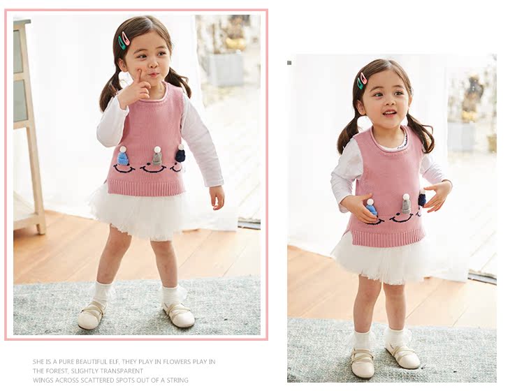 Trẻ em cotton vest 2018 mùa xuân và mùa thu cô gái mới vest bé áo len bé áo len vest phần mỏng