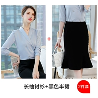 Рубашка, черная юбка