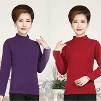 Trung niên và già thu đông cổ áo sơ mi cổ cao của mẹ cộng với áo nhung dày bà ngoại mặc áo ấm các kiểu áo voan tuổi trung niên