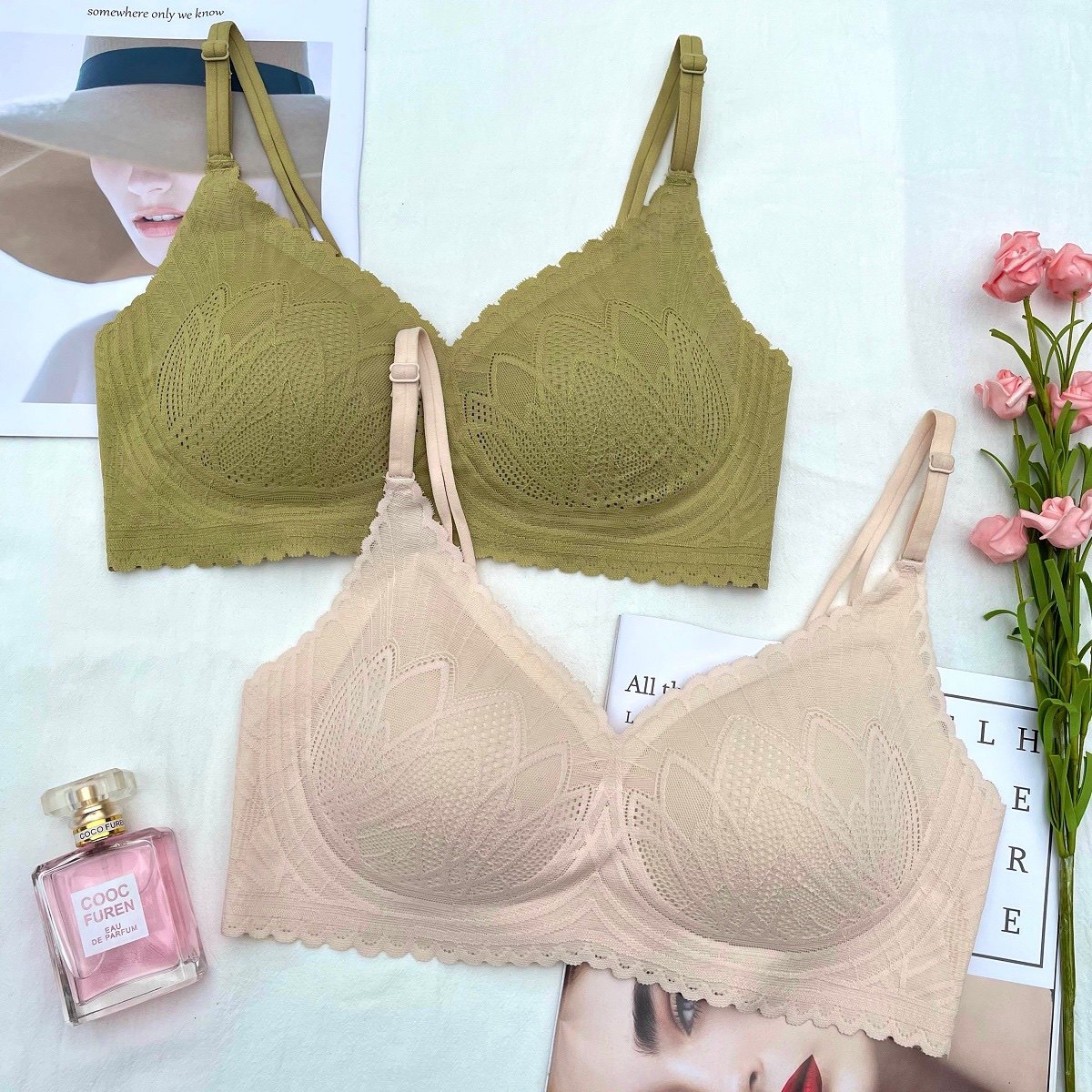 Gufei Japan traceless zero feeling latex underwear women's thin model without steel underwire thin straps beautiful back sleep bra