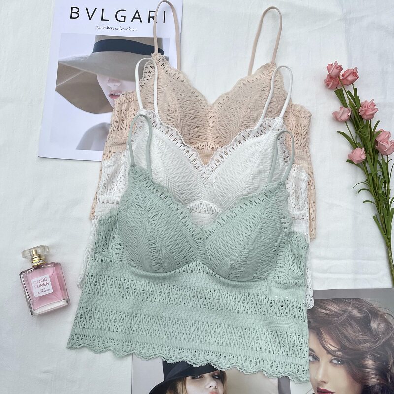 Gu Fei 52004 French bottoming strap beautiful back tube top thin one-piece bra female lace inside and outside wear underwear
