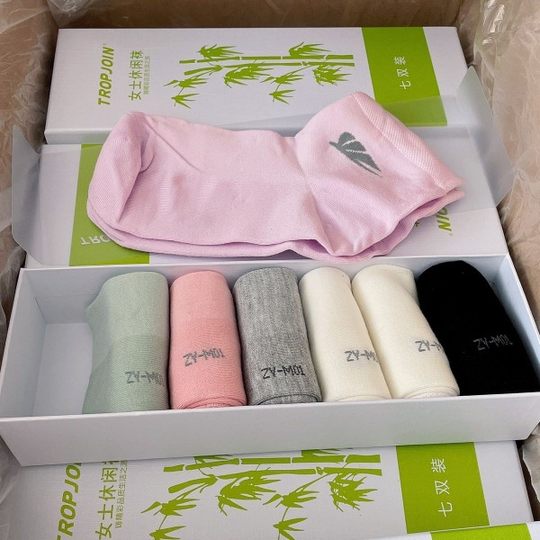 Zhuyuan Women's Men's Weekly Socks Deodorant and Sweat-Absorbent Six Colors 7 Pairs Bamboo Fiber Casual Four Seasons Antibacterial Sports Authentic