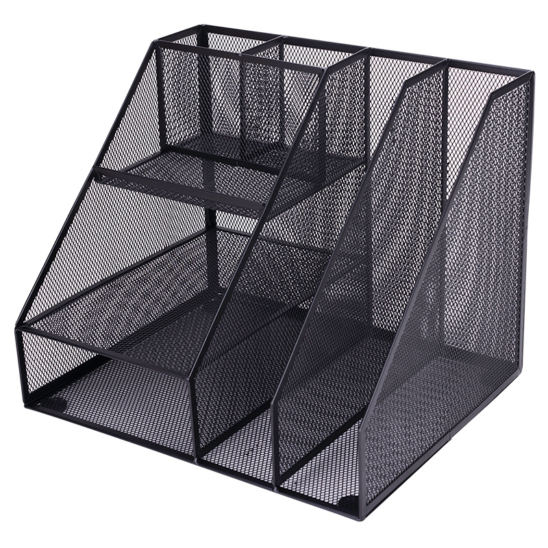 Deli 79075 multi-function file frame Metal iron file rack Data combination file basket storage desktop