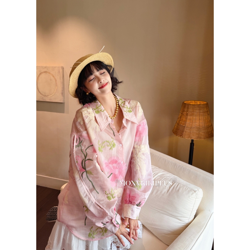 Witch Monvkiki'Midsummer Sweet Dreams' Plus Size Design with Embroidered Cuffs National Style Shirt # 2517 Witch Monvkiki'Midsummer Sweet Dreams' Plus Size Design with Embroidered Cuffs National Style Shirt # 2517