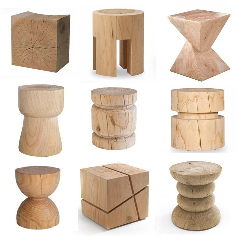 Nordic log wooden pier stool solid wood wooden pier side a few tree stump ornaments round living room home chair wooden pier