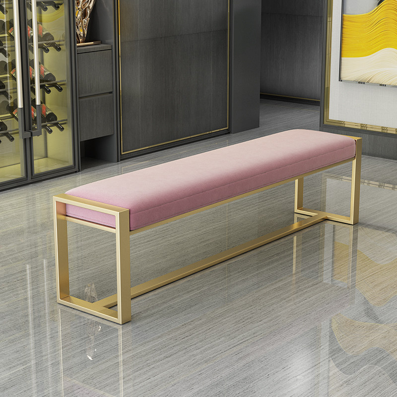 Nordic shoe changing stool Stool Living-room Sofa Soft Bag Light Lavish Bed Tail Bench Bedroom Strip Bench Mesh Red Cloakroom Bench