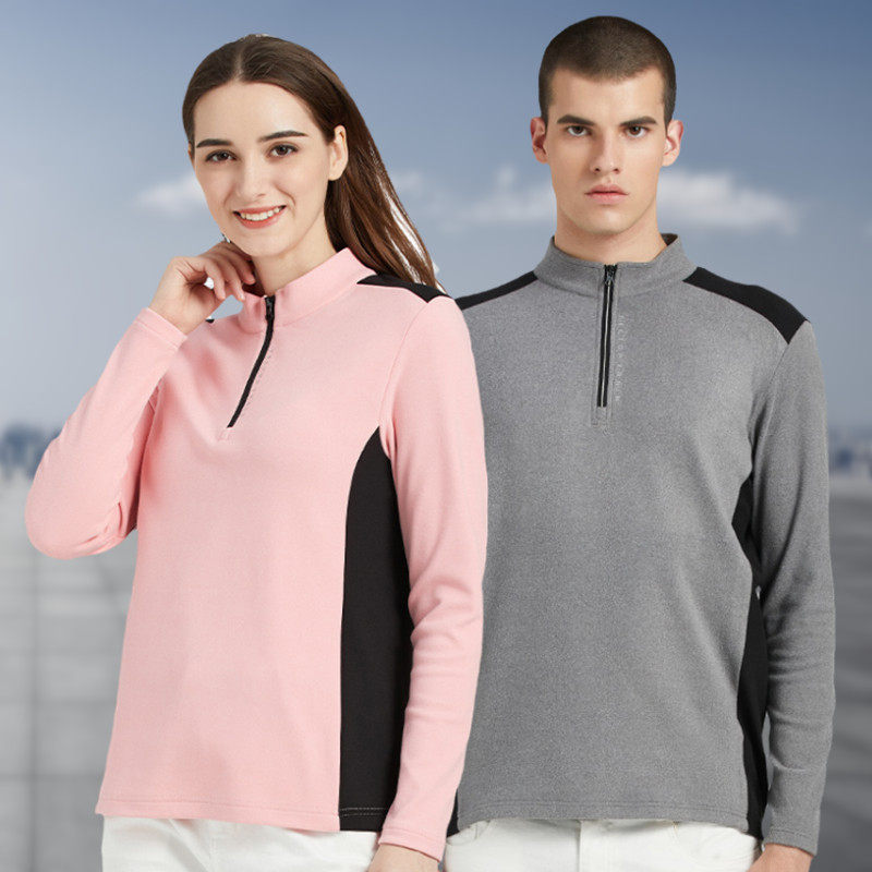 Exploration sports long-sleeved T-shirt men's autumn couple thick T-shirt women's stand-up collar breathable thickened jacket outdoor casual top