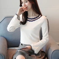 Mùa thu 2018 mới dành cho nữ phiên bản Hàn Quốc của chiếc áo sơ mi mỏng tự trồng dành cho nữ áo len tay dài tay áo kèn áo gile len nữ