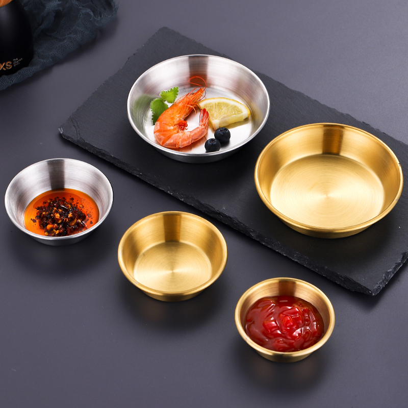 304 stainless steel Korean round sauce cup Western food dipping saucer light food French fries tomato sauce black pepper seasoning saucer