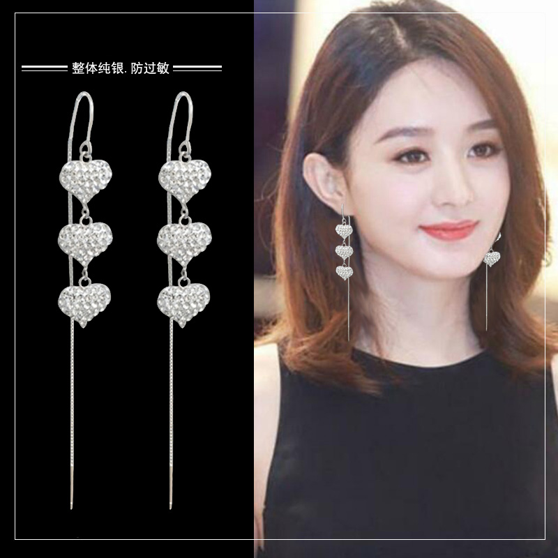 2021 New Tide Pure Silver Earrings Temperament Fashion Streaming Su Loving Ear Necklace Long Version Personality Superior Feel Earrings Woman