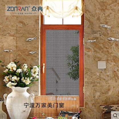 Ningbo Crowdjan 85 Flat Open Type Gold Steel Mesh Screen Window anti-theft window window Customized anti-mosquito invisible window screen door-to-door installation