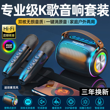 Wireless Bluetooth Speaker Home Karaoke Audio Microphone Outdoor Heavy Bass Singing Home Ktv Rechargeable