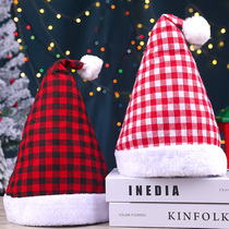 2023 Christmas decorations Santa hat black and red plaid hat Santa Claus decorations Christmas hat