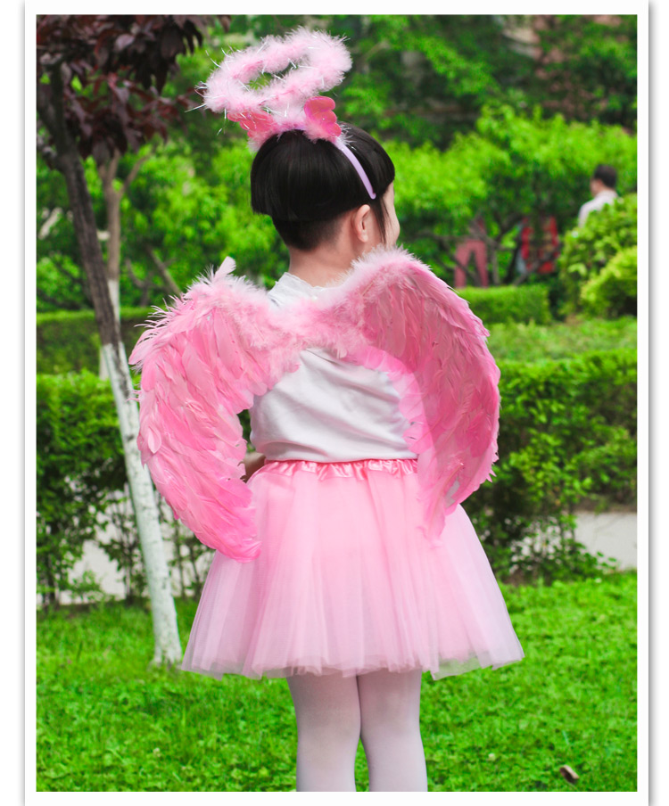 Giáng sinh cho trẻ em Sân khấu biểu diễn Angel Wings Đạo cụ White Pink Feather Wings - Sản phẩm Đảng / Magic / Hiệu suất đồ hóa trang cho bé gái