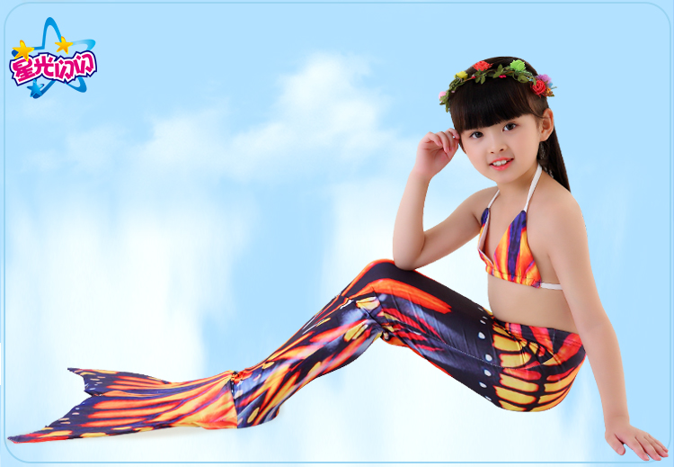 Trẻ em của nàng tiên cá áo tắm cô gái nàng tiên cá đuôi cô gái mermaid costume swimwear ba mảnh phù hợp với mắt cá chân