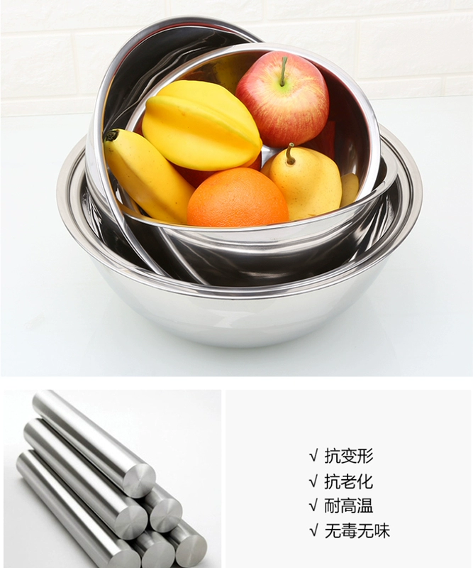 Nồi súp inox dày và sâu, nồi, bát trứng, bát cơm, bát gia vị, xô, xô hương vị, dụng cụ nướng - Phòng bếp