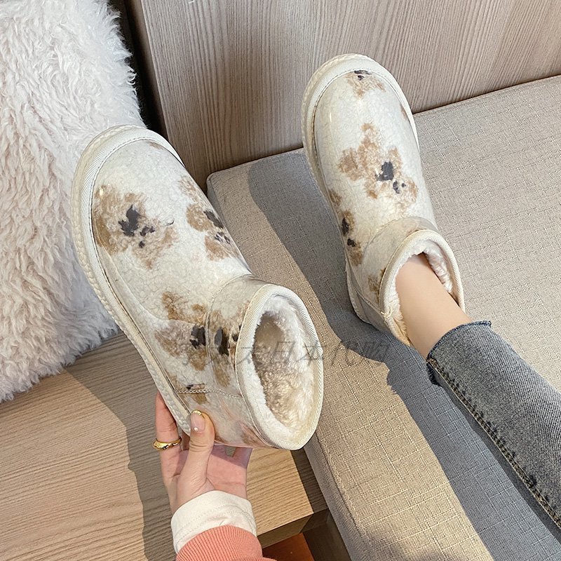 Japanese Japanese GP cotton shoes women's winter plus velvet new bear all-match snow boots women's shoes winter short boots bread shoes tide