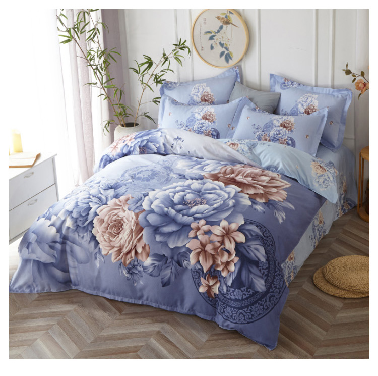 Xóa hàng tồn kho Bốn bộ bông cotton 1,8m2.0 mét khăn trải giường đơn giản chăn lưới màu đỏ - Bộ đồ giường bốn mảnh chăn ga everon 2020