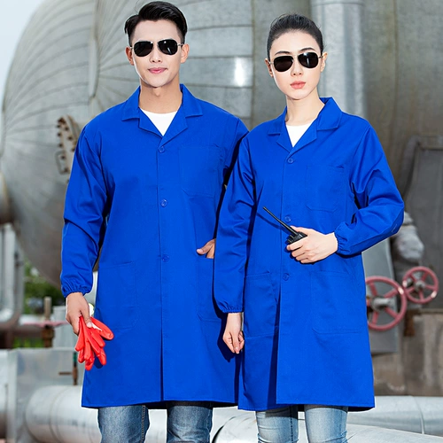 Осенний демисезонный длинный износостойкий белый халат, коробочка для хранения для работы, увеличенная толщина