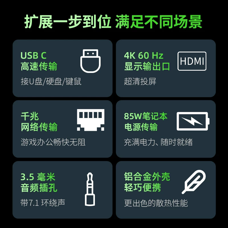 Док-станция Razer USB-C для компьютера, адаптер-удлинитель совместим с Mac, iPad, ноутбуком, HDMI